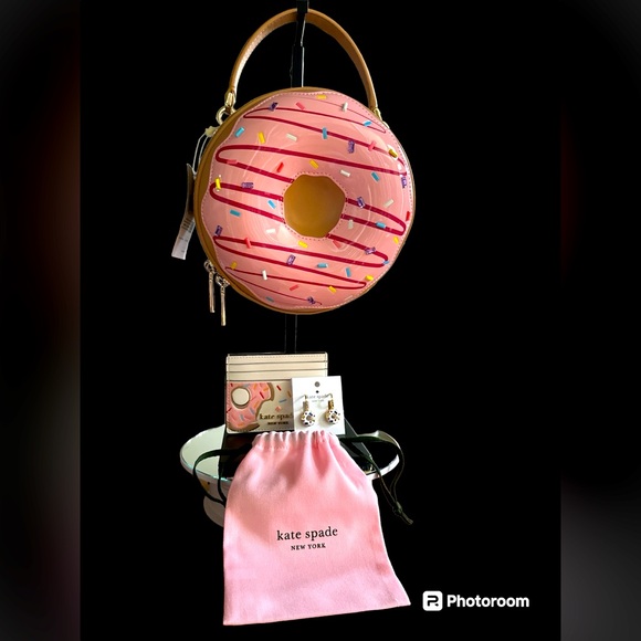 Kate SpadeNWT novelty donut shoulder bag, card holder, earrings, dust bag bundle - Picture 1 of 8
